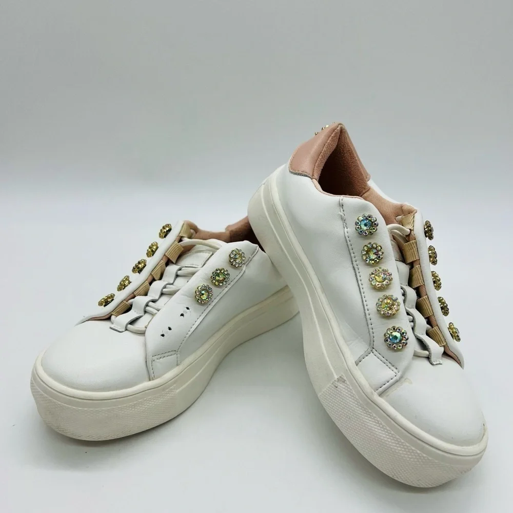 KURT GEIGER GIRLS SLIP ON MINI LAVIAH SNEAKERS WITH CRYSTAL ACCENTS SIZE 11 MOS